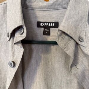 Men’s Express Grey Button-up Dress Shirt, Size S